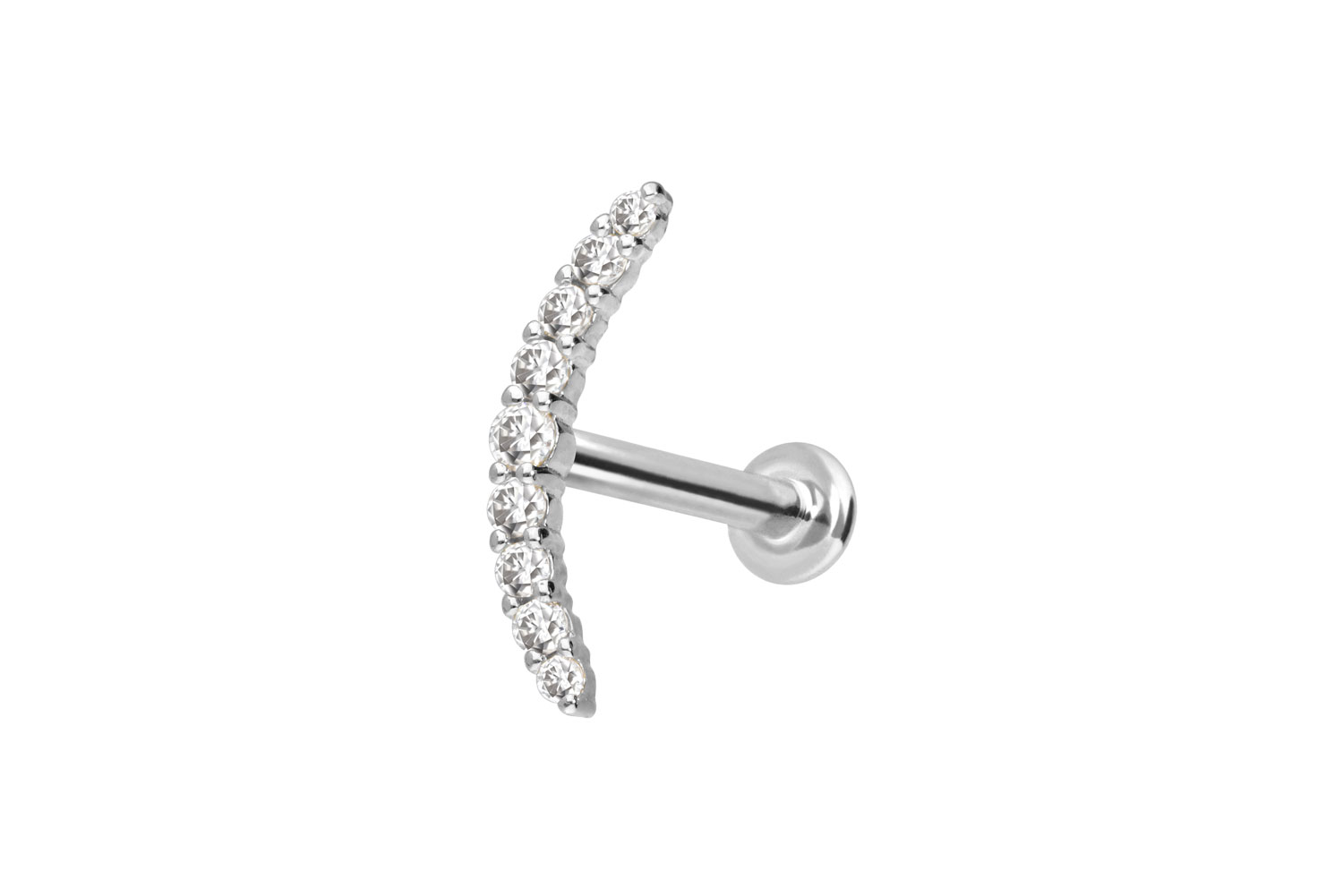 14 Karat Gold Labret Piercing mit Innengewinde MOISSANIT-BOGEN